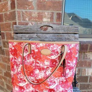Coach Rose Pink/Red/White Coated Canvas Shoulder Bag